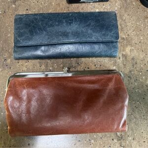 Vintage hobo Leather Wallets - Blue and Brown